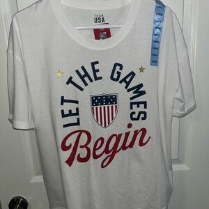 4th of July Team Apparel White and Red Short Sleeve Tee